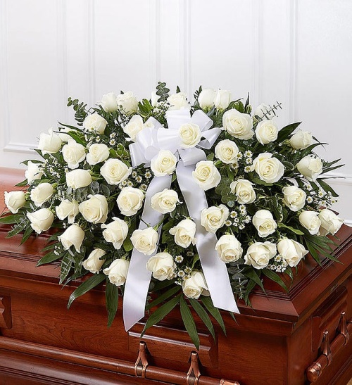 White Rose  Casket Cover