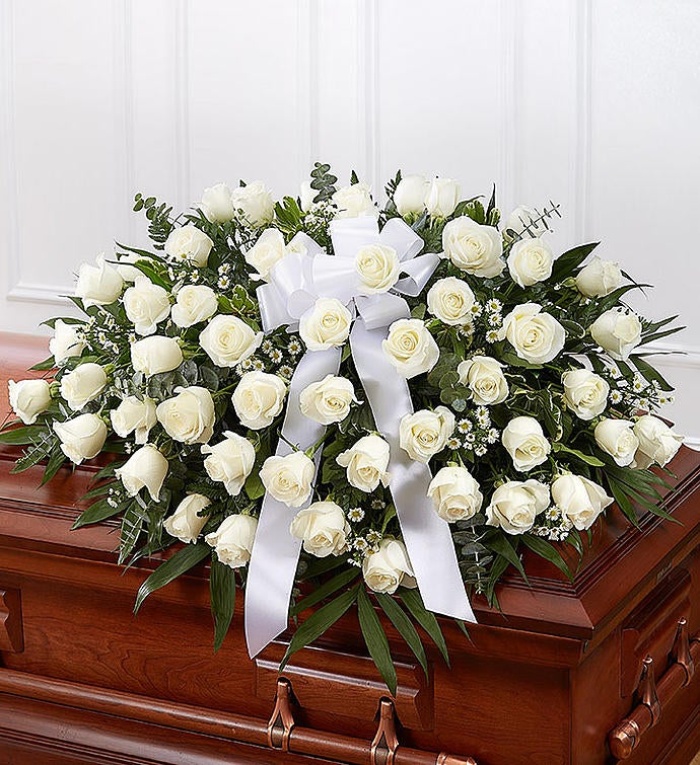 White Rose  Casket Cover