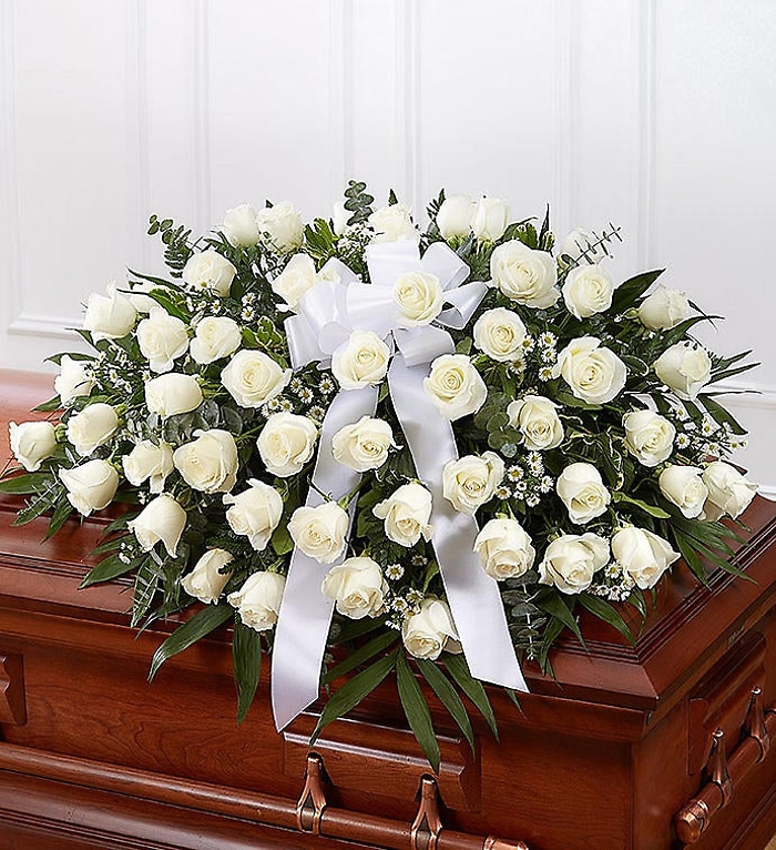 White Rose  Casket Cover