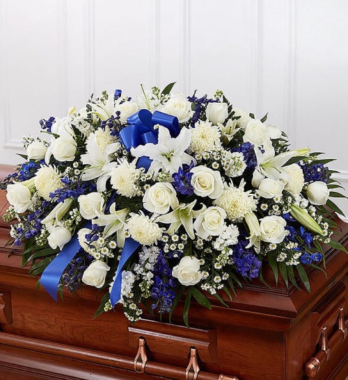 Blue & White Mixed Casket Cover