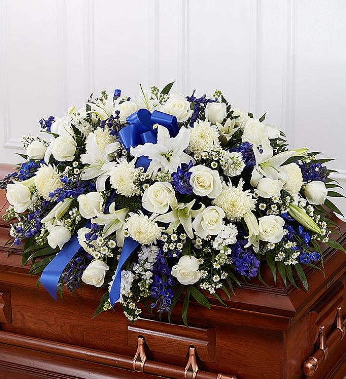 Blue & White Mixed Casket Cover