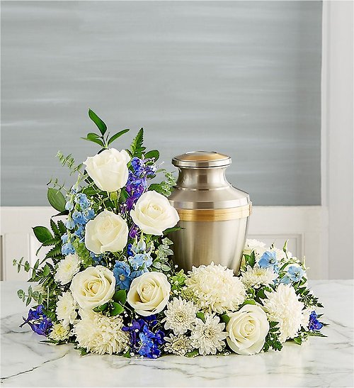 Cremation Wreath- Blue and White