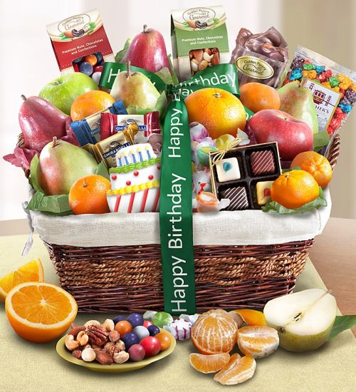 Happy Birthday Fruit &amp; Sweets Gift Basket