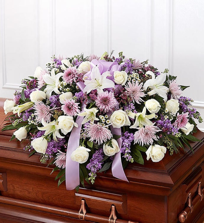 Lavender & White Mixed Casket Cover