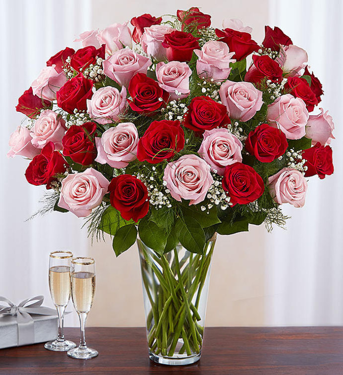 Long Stem Pink &amp; Red Roses