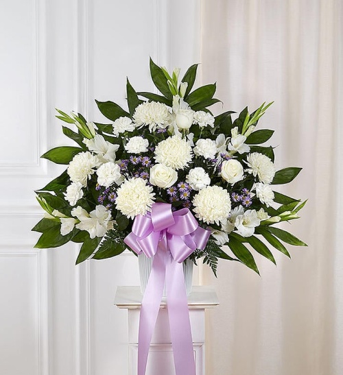Heartfelt Sympathies Lavender &amp; White Standing Basket